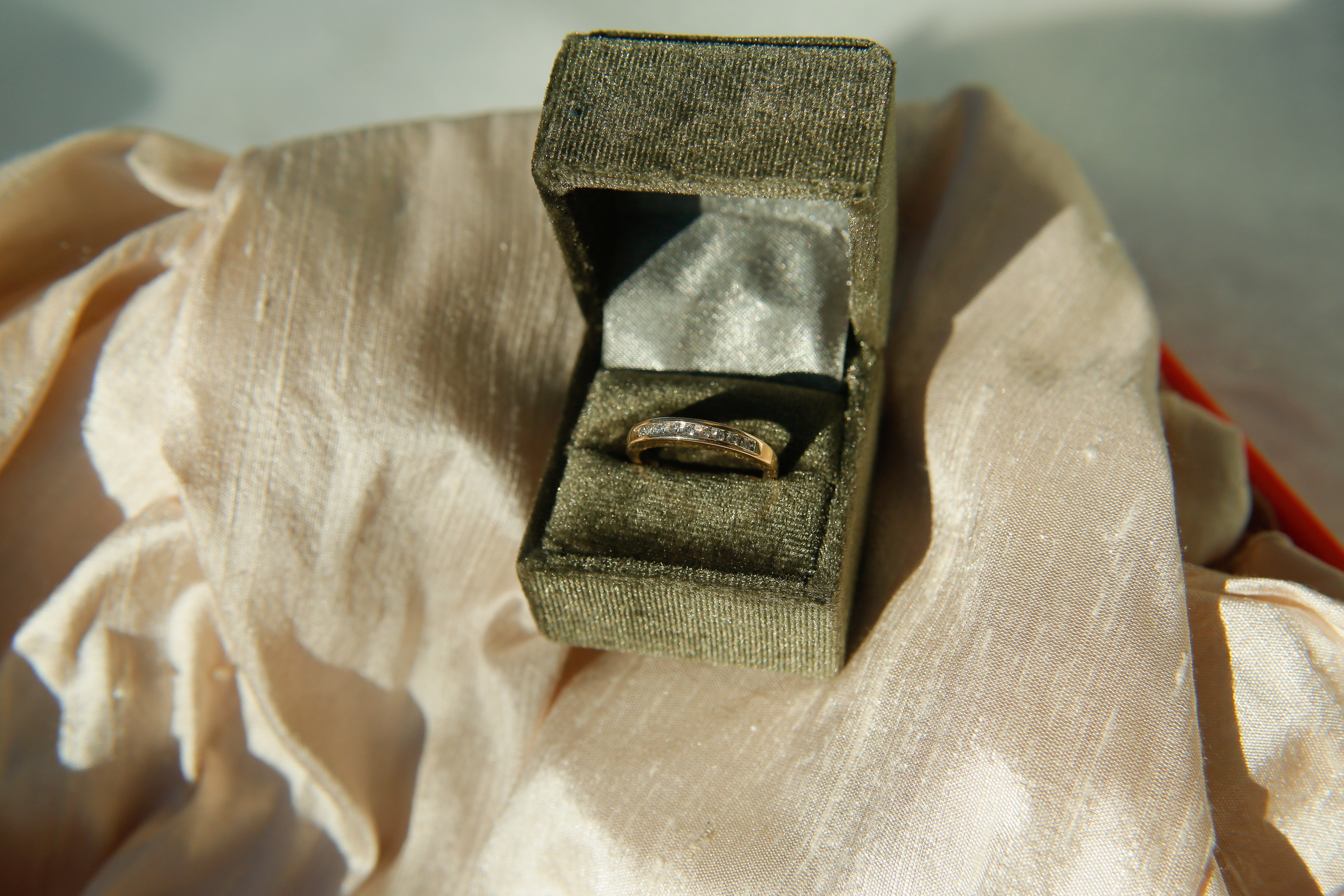 14k Gold and Platinum Channel Set Natural Diamond Band | sz. 7