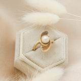 vintage yellow gold ring with white pearl