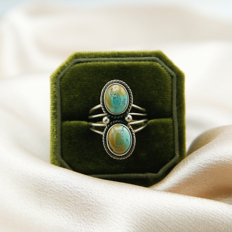 Double Stone Royston Turquoise Ring | Sz 8