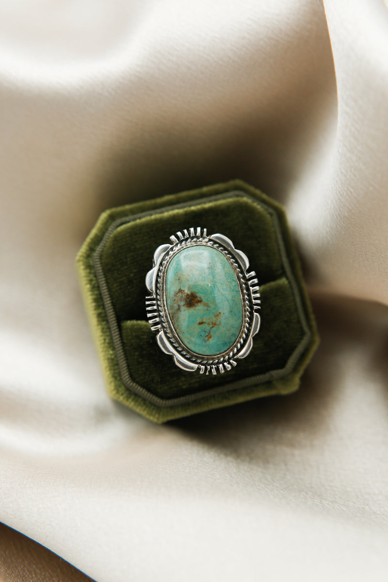 Navajo Turquoise & Sterling Silver Ring | Sz 8.5