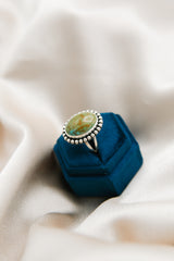 Traditional southwest style silver ring with teal green Royston turquoise  - Native style design by cival collective