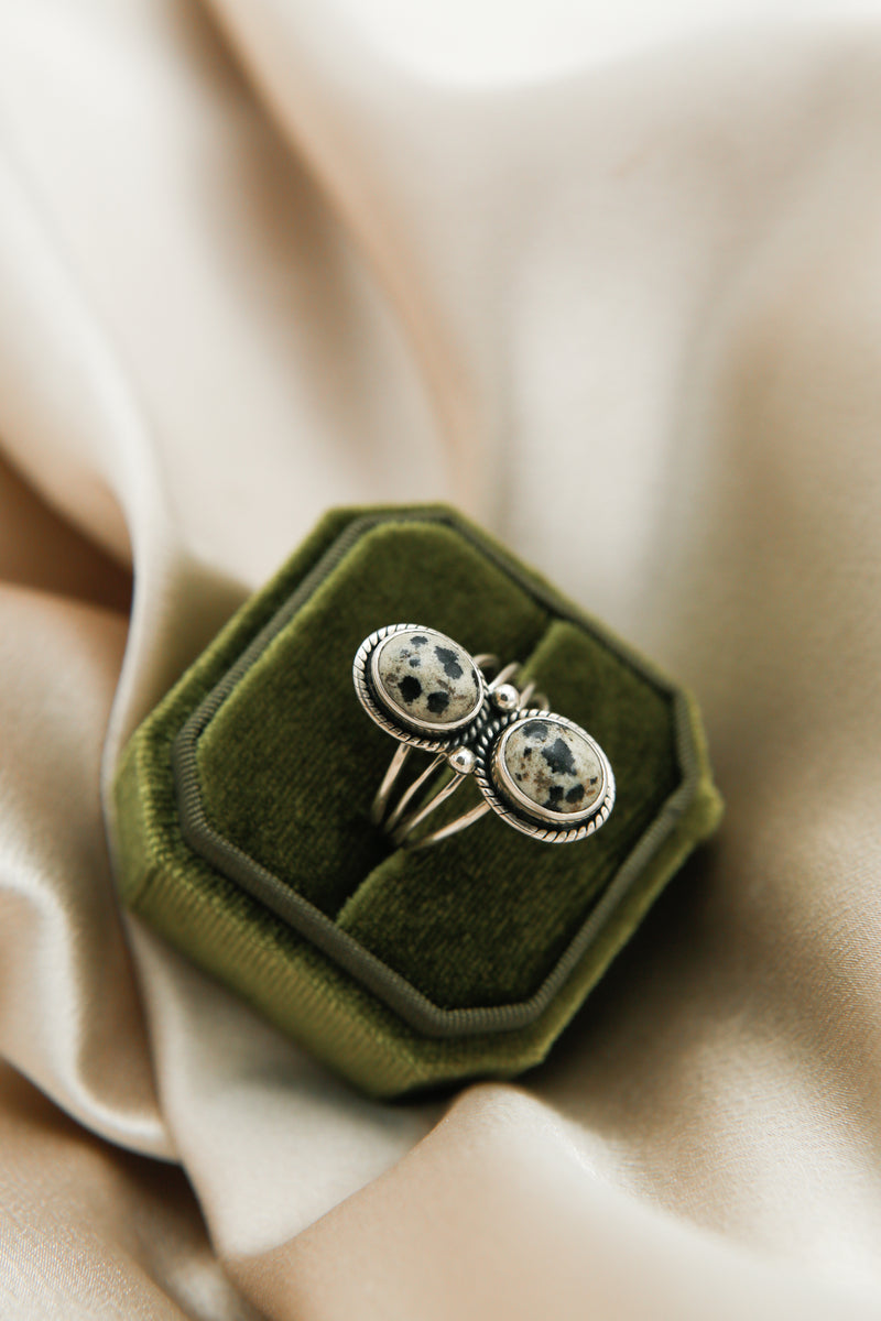 Double Stone Dalmatian Jasper Ring | Sz 8