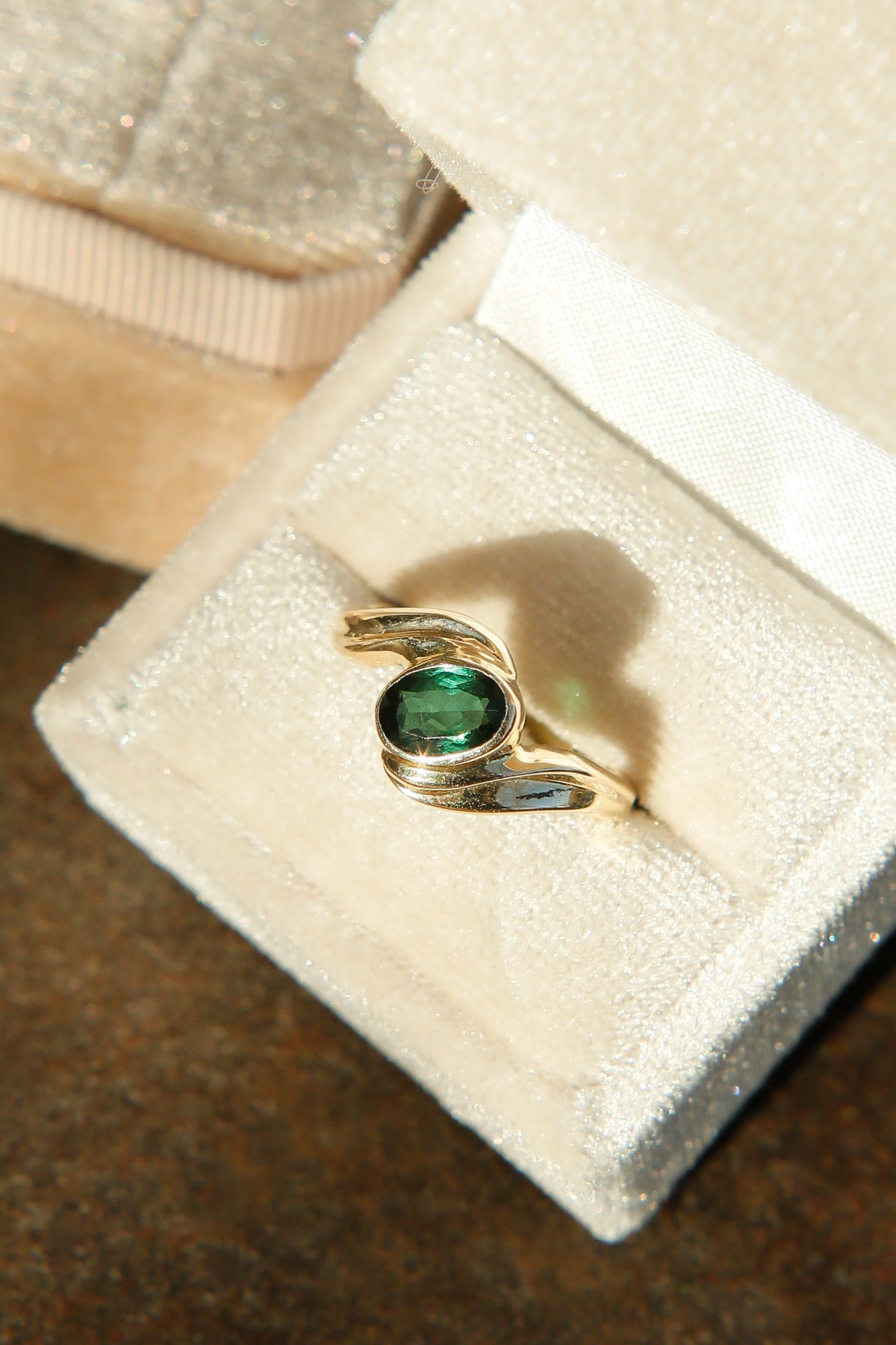 Modern Vibrant Green Tourmaline Solitaire Bypass | sz 6