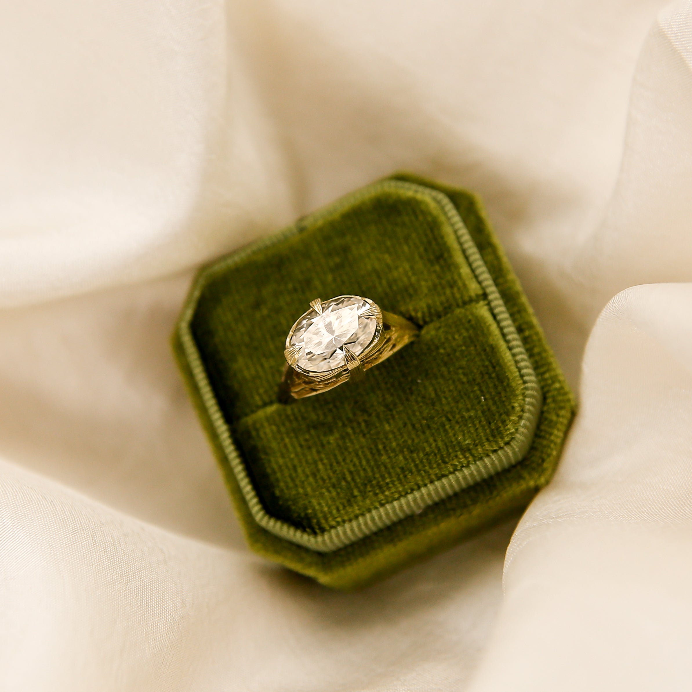 1930's 14k Art Deco 3ct East/West Solitaire | sz 8