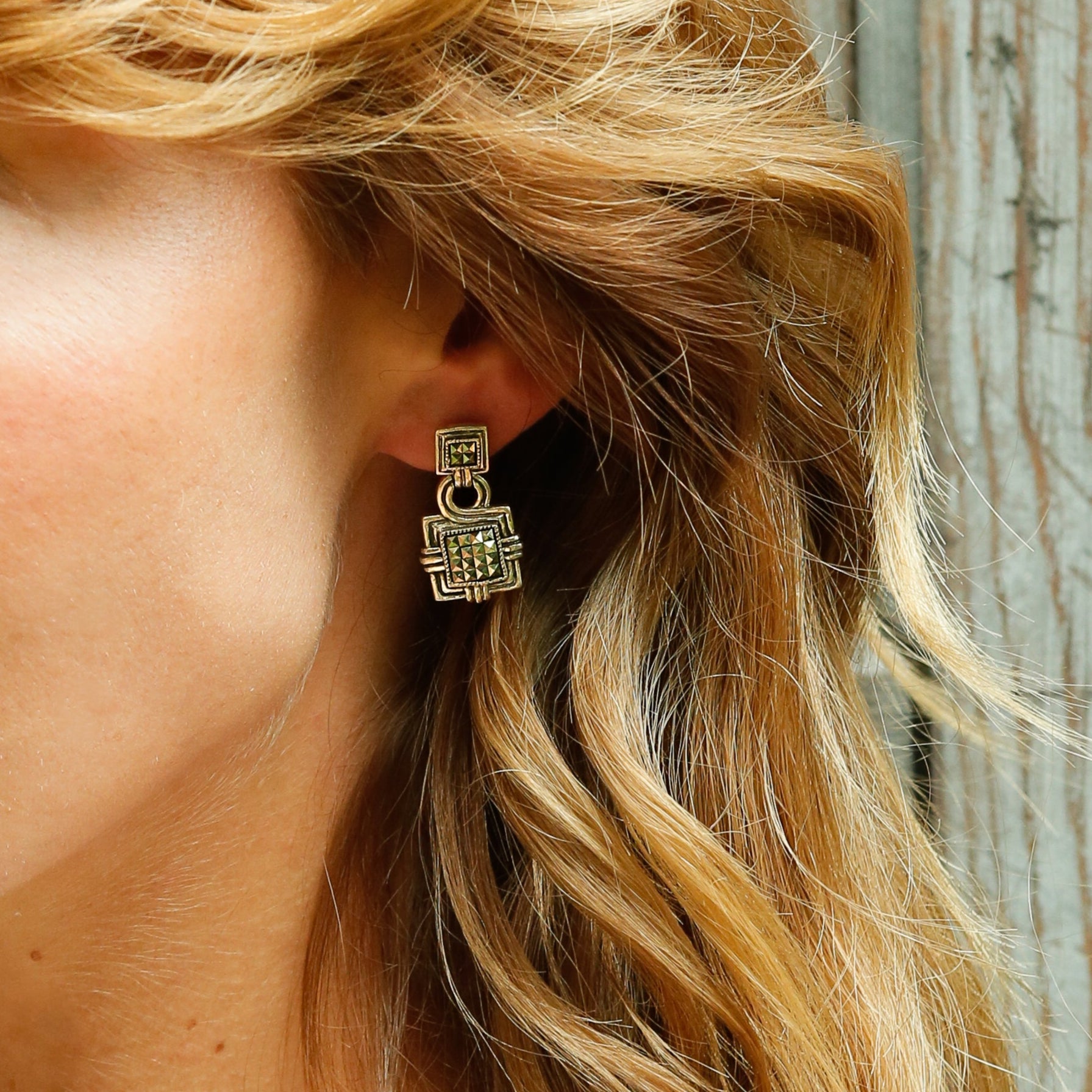 1990s Mod Silver Marcasite Earrings