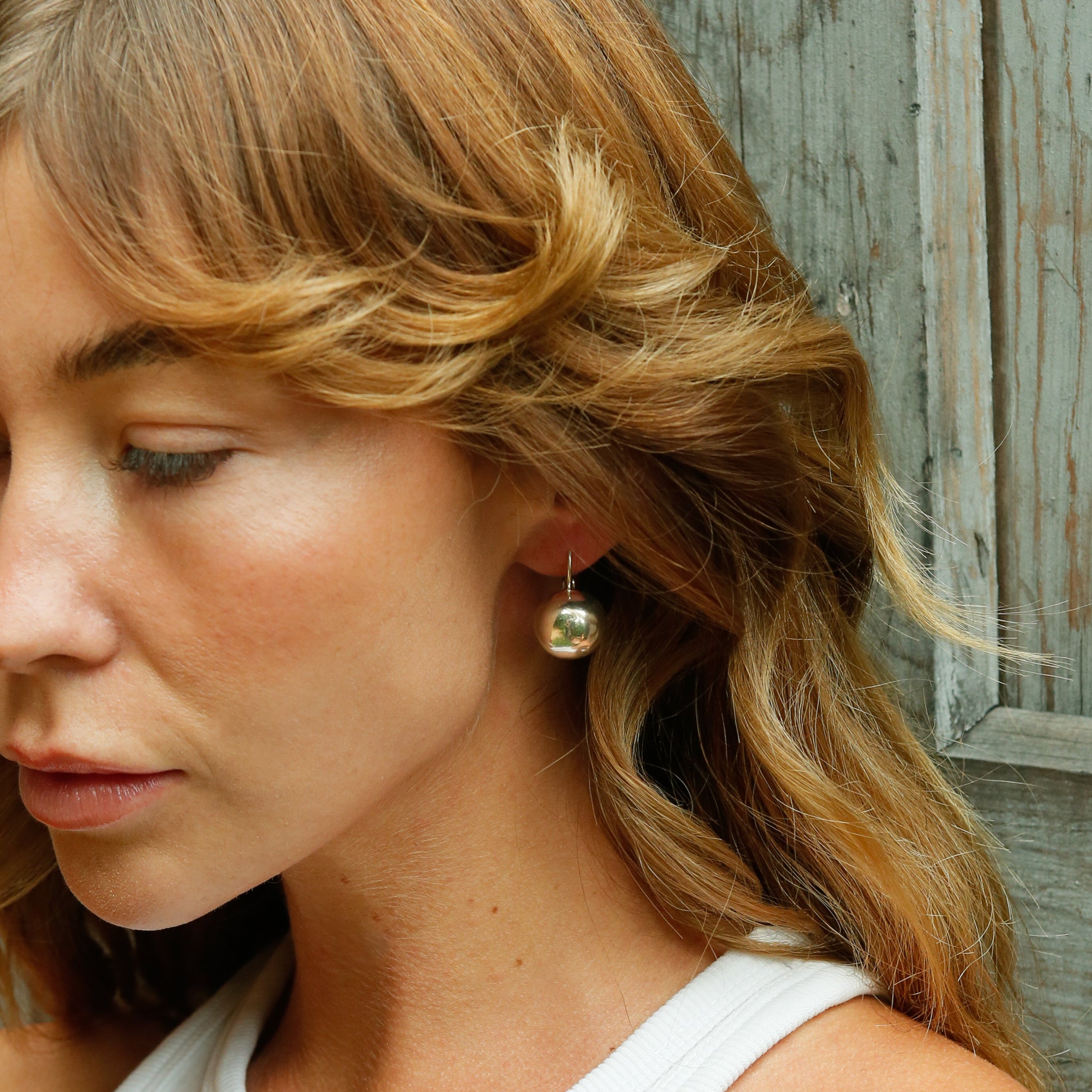 1970s Half Sphere Leverback Earrings