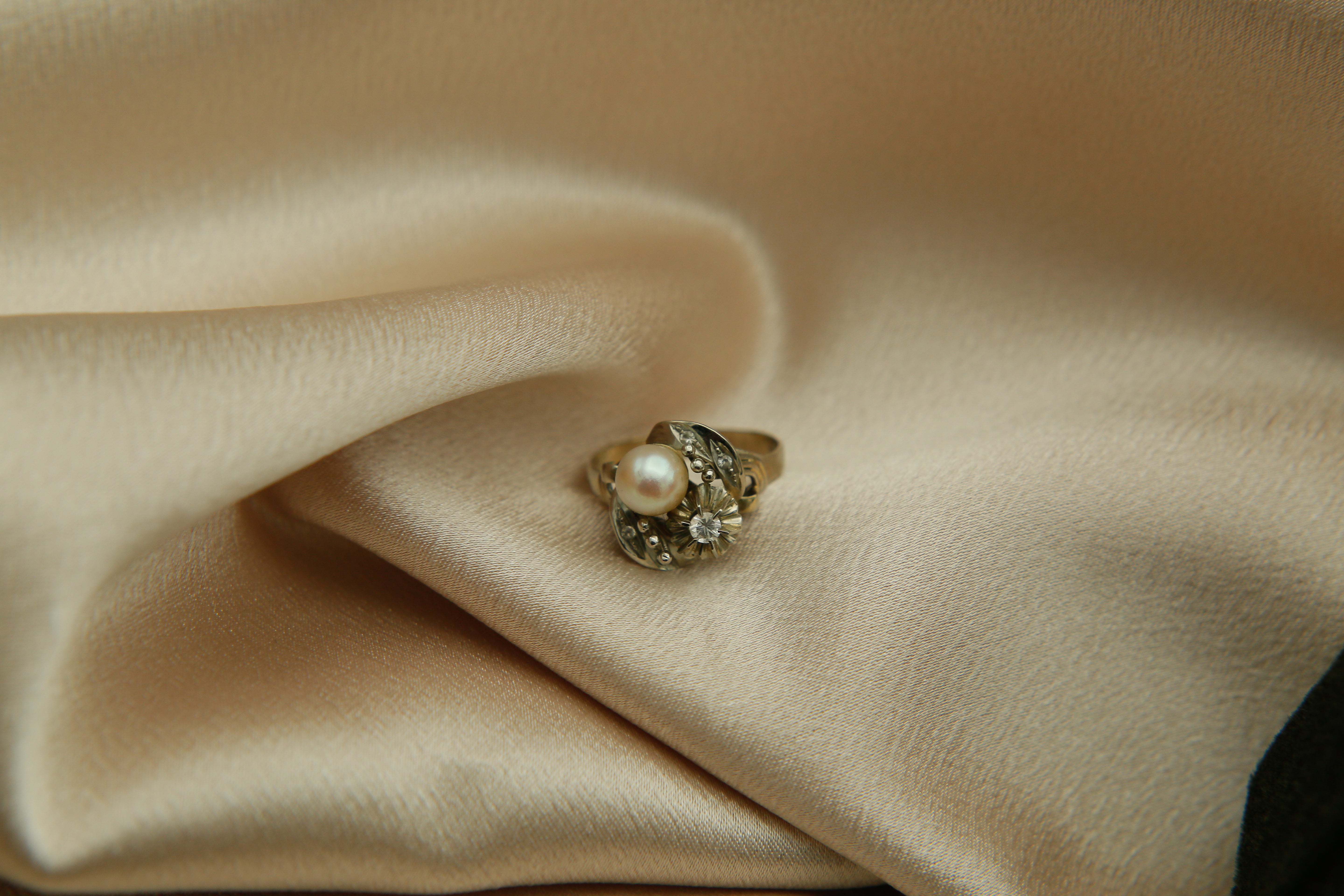 Traditional Portuguese Pearl Engagement Ring | sz 7.25
