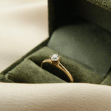 Edwardian antique yellow gold solitaire engagement ring with 1/3 ct natural diamond.  