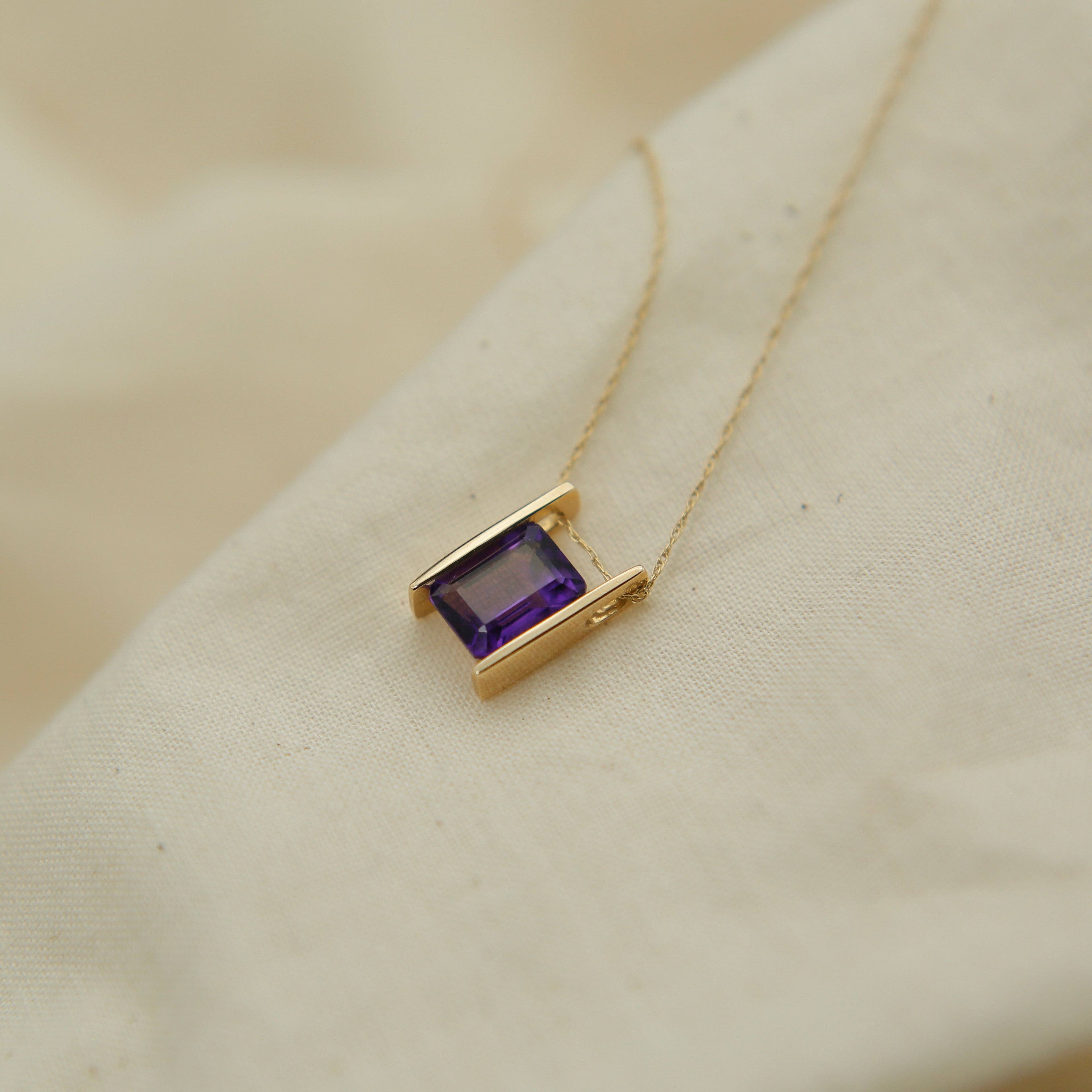 Modern Amethyst Pendant Necklace