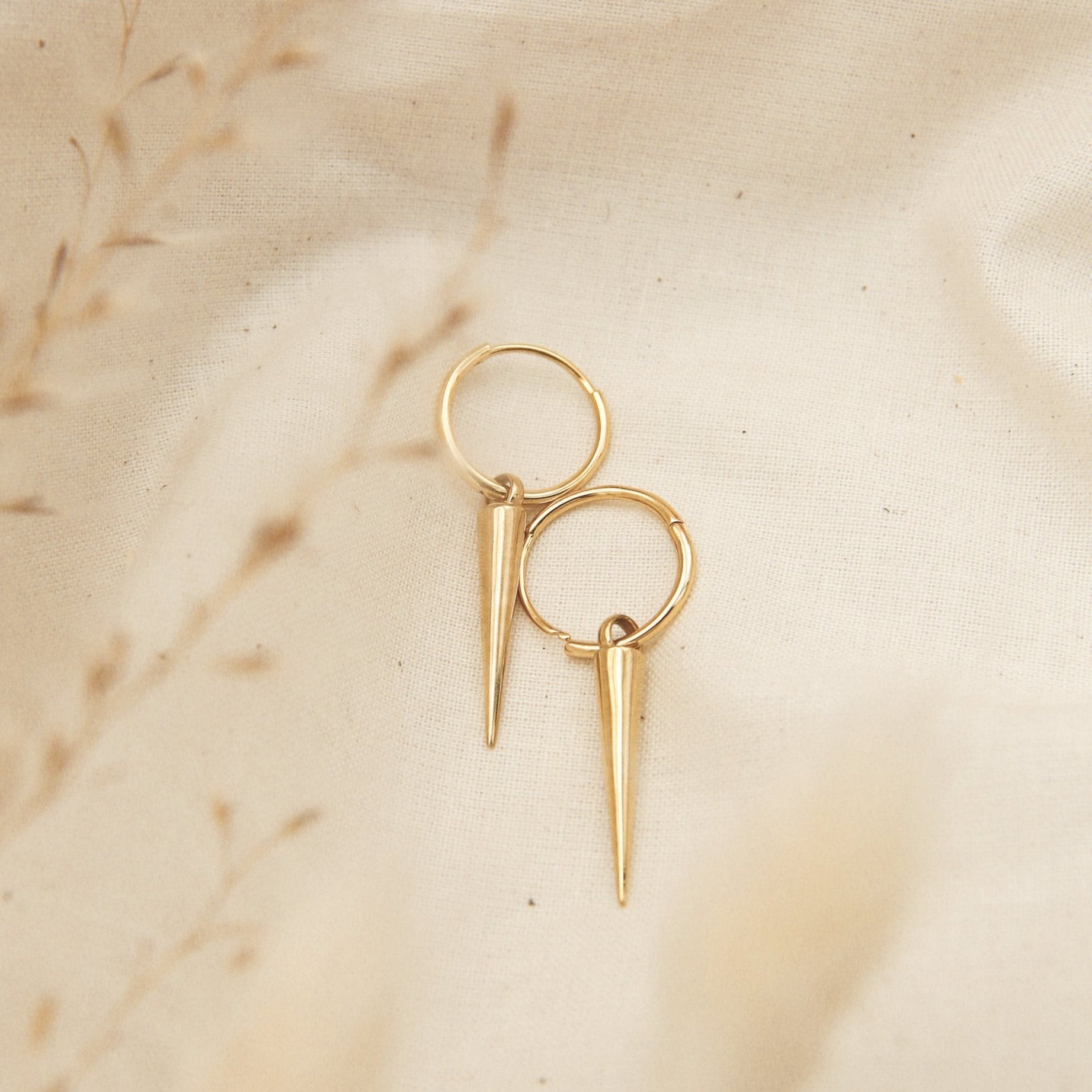 simple brass spike on gold vermeil earrings - by cival Jewelry design company