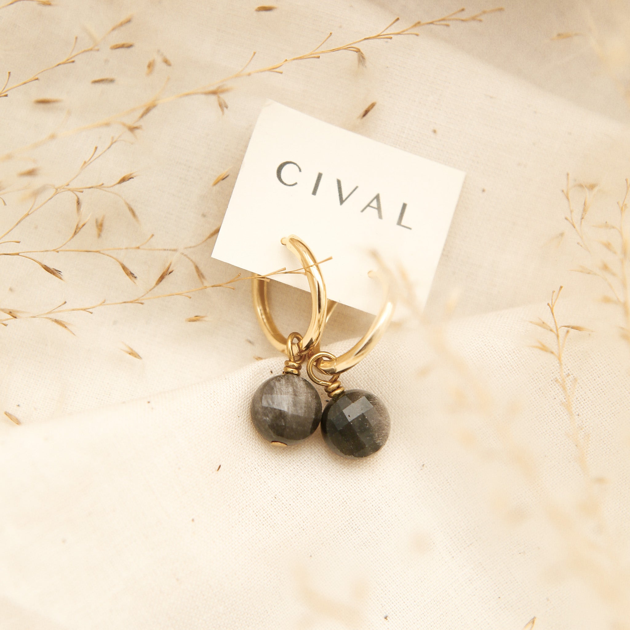 Somi | Natural Stone Gold Vermeil Hoops