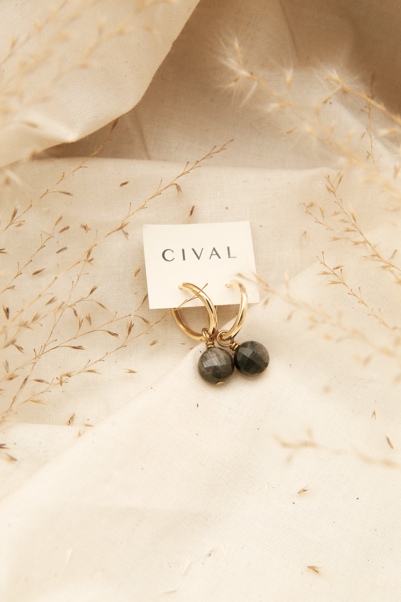 Somi | Natural Stone Gold Vermeil Hoops