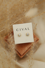 gold vermeil bezel set crystal set earrings