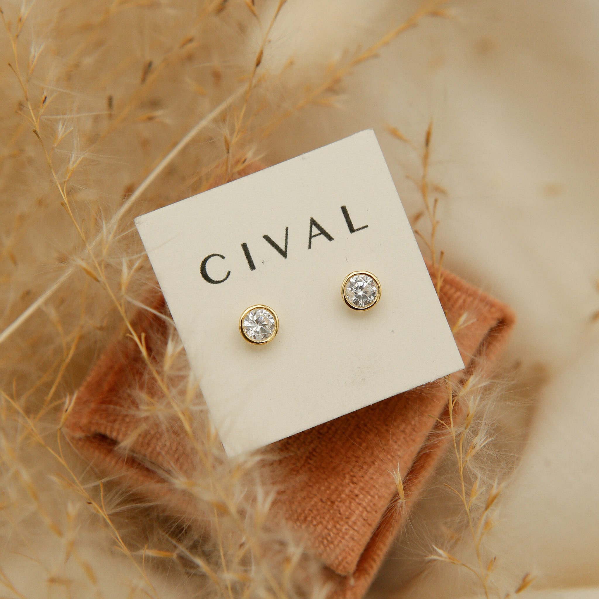 Bezel Set Post Earrings