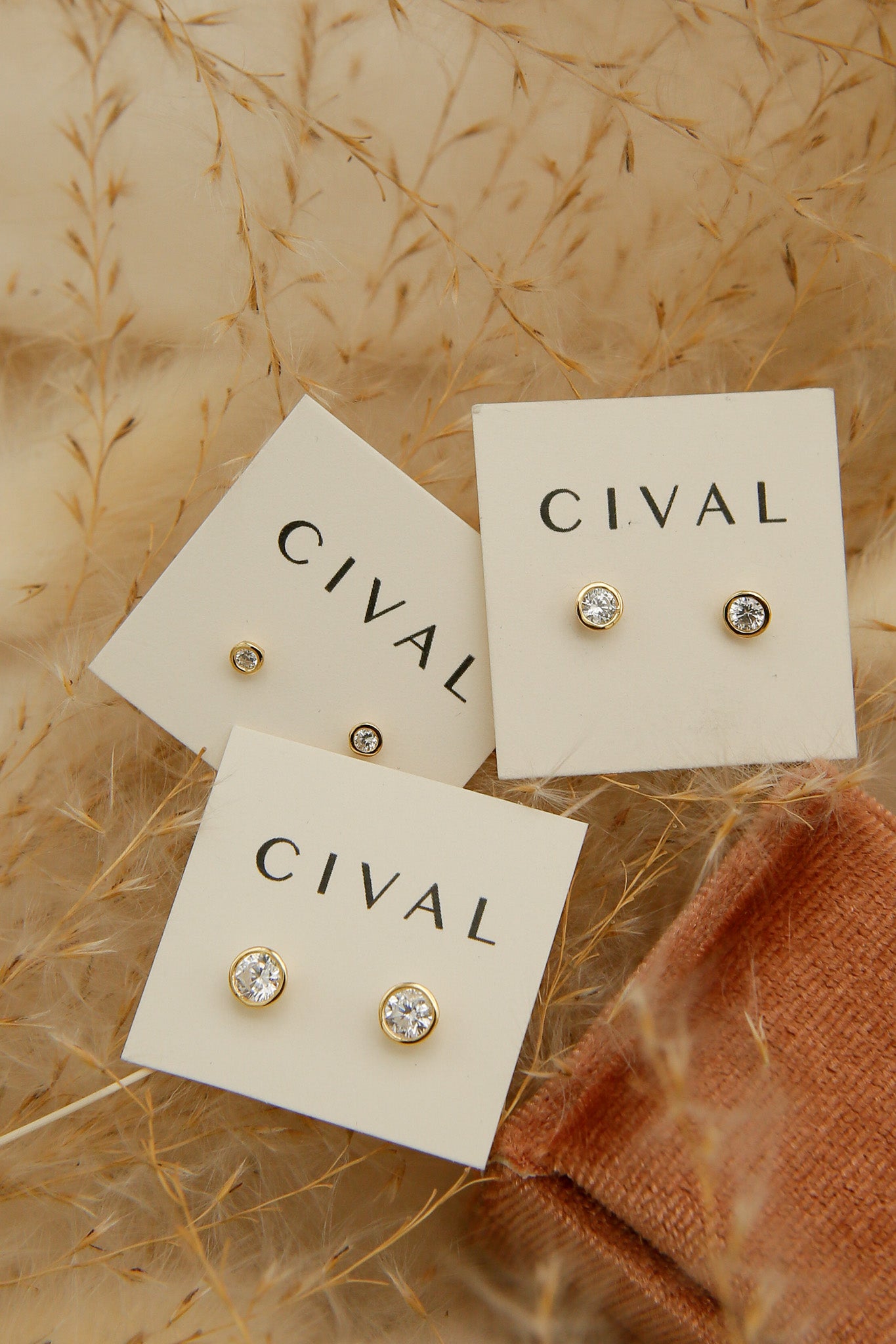 bezel set crystal set earrings