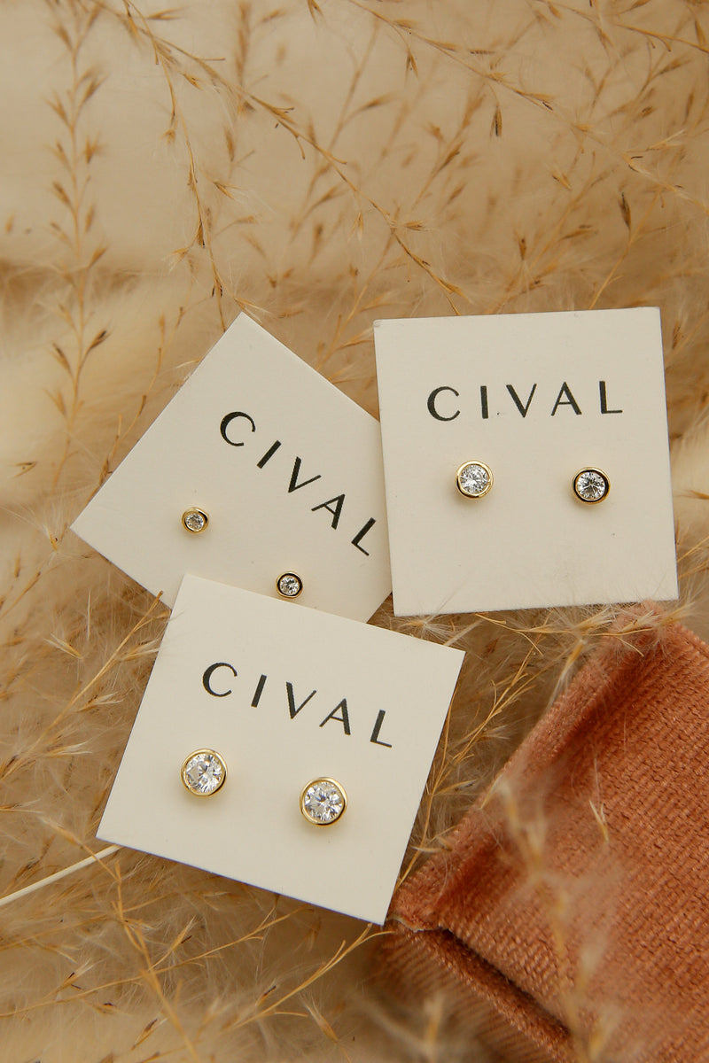 bezel set crystal set earrings