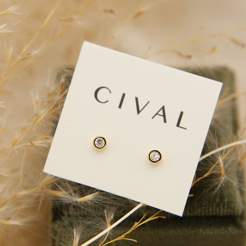 Bezel Set Post Earrings