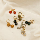 gemstone earrings on small gold vermeil hoops - cival jewelry design company