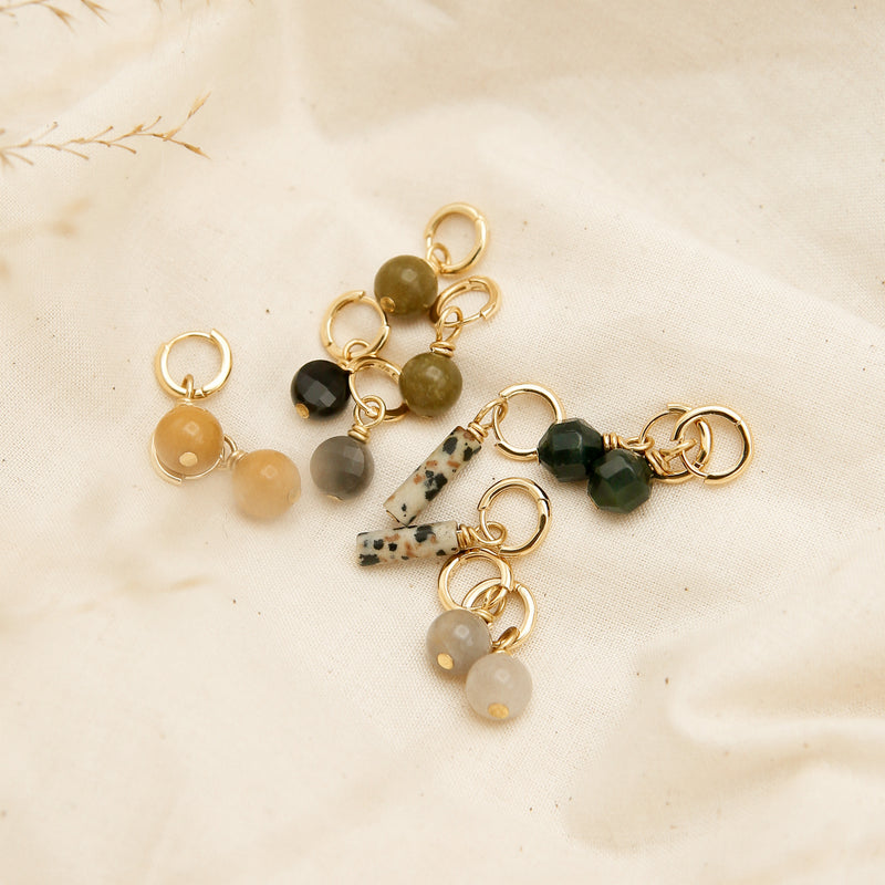 gemstone earrings on small gold vermeil hoops - cival jewelry design company