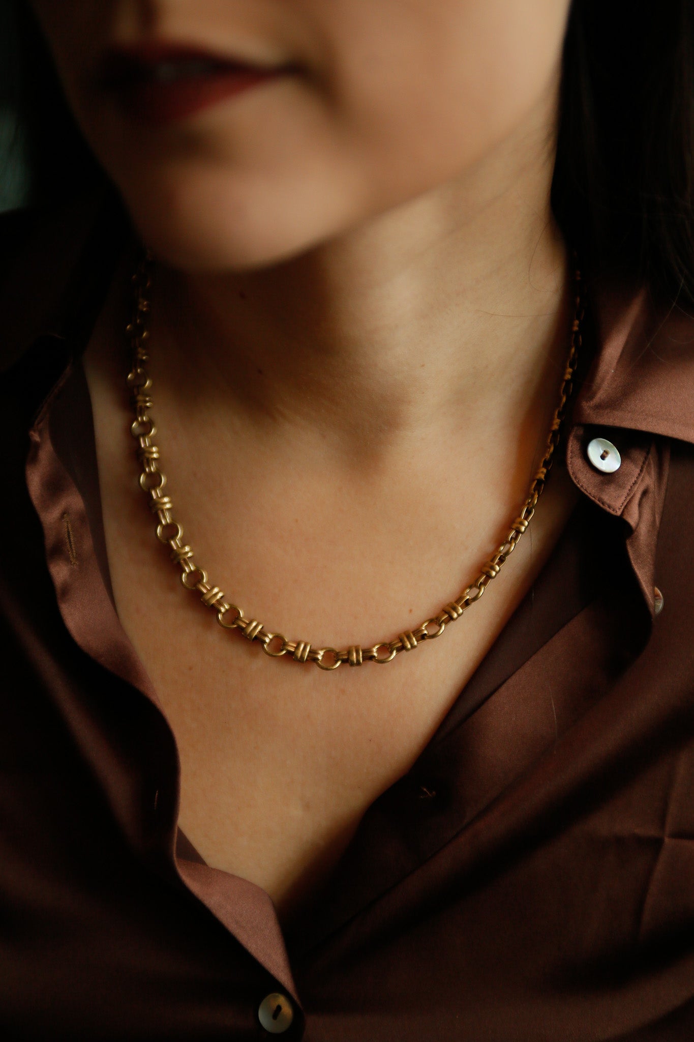 Solid brass interlocking woven knot necklace by Cival Collective - Milwaukee WI