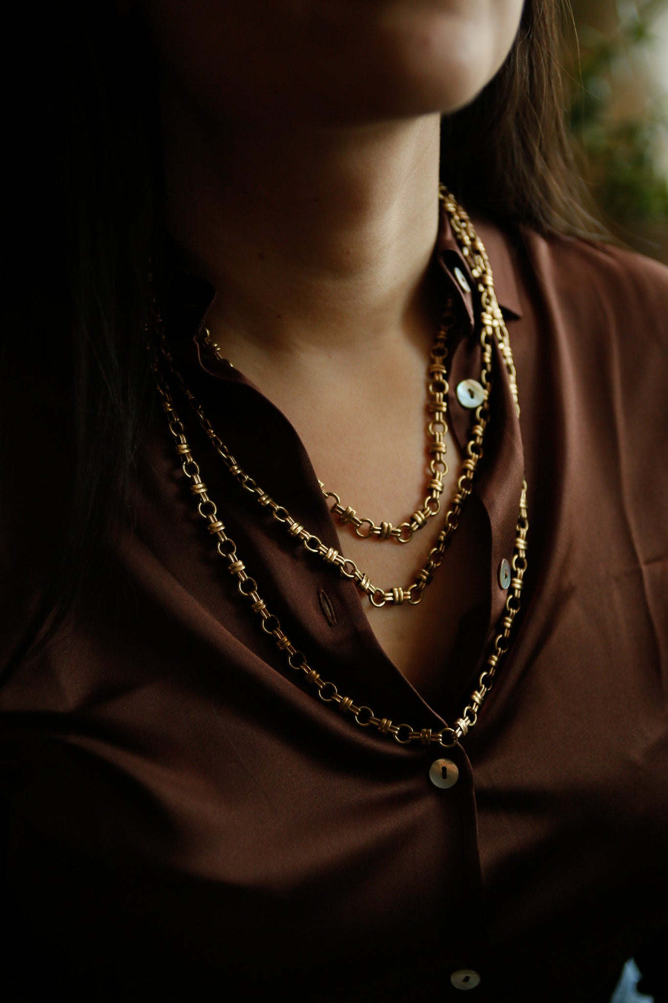 Solid brass interlocking woven knot necklace by Cival Collective Jewelry Design Company - Milwaukee WI