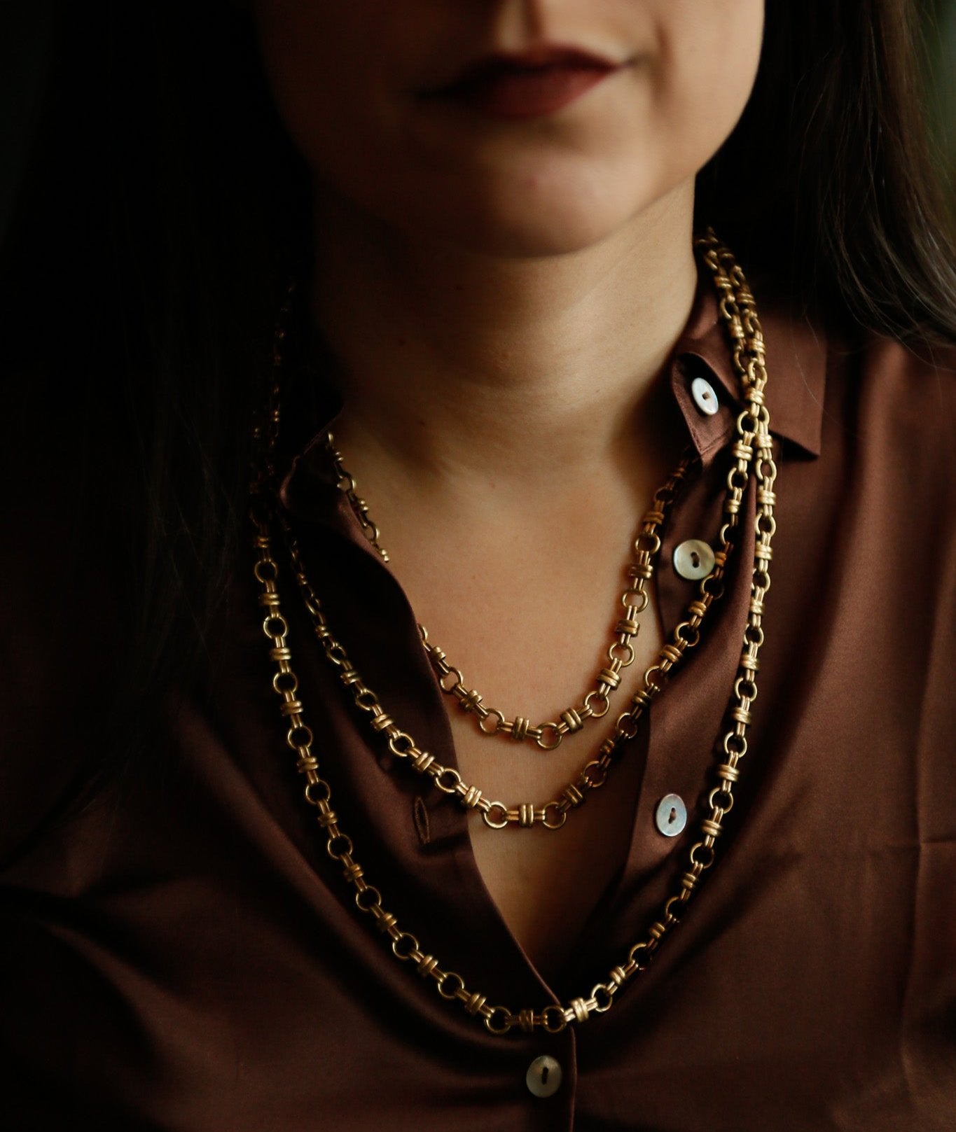 Solid brass interlocking woven knot necklace by Cival Collective - Milwaukee WI