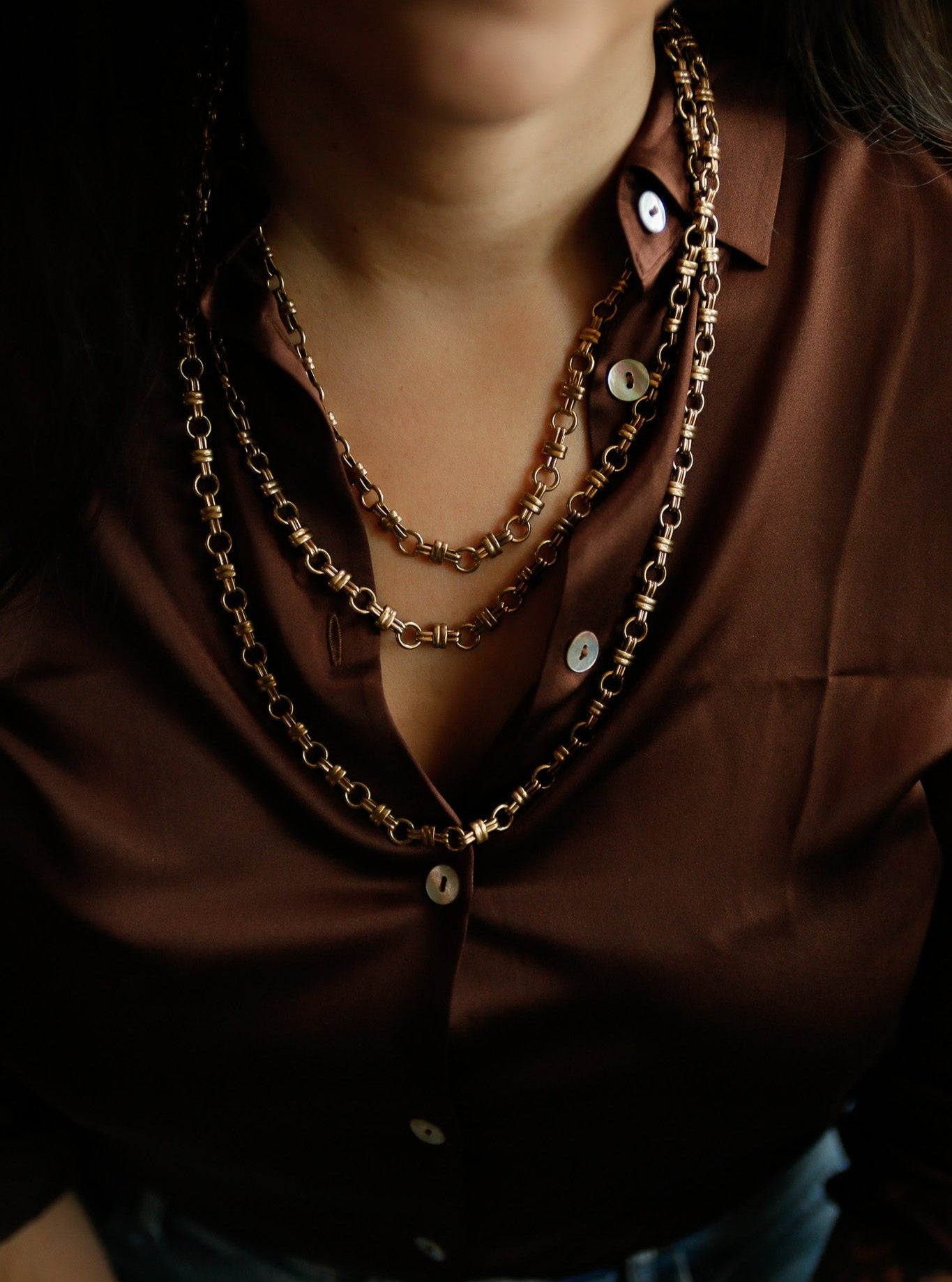 Solid brass interlocking woven knot necklace by Cival Collective - Milwaukee WI