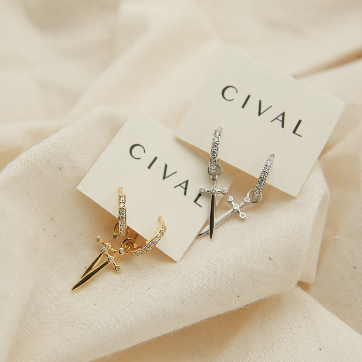 mini gold vermeil sward earring