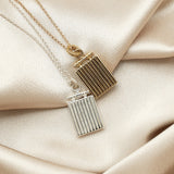 Square locket keepsake necklace in silver or gold can be customized with engraving