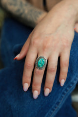 1950's Turquoise Navajo Ring | Signed Lambert Livingston | Sz 7