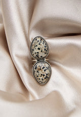 Large Double Stone Dalmatian Jasper Ring | Sz 8 1/4