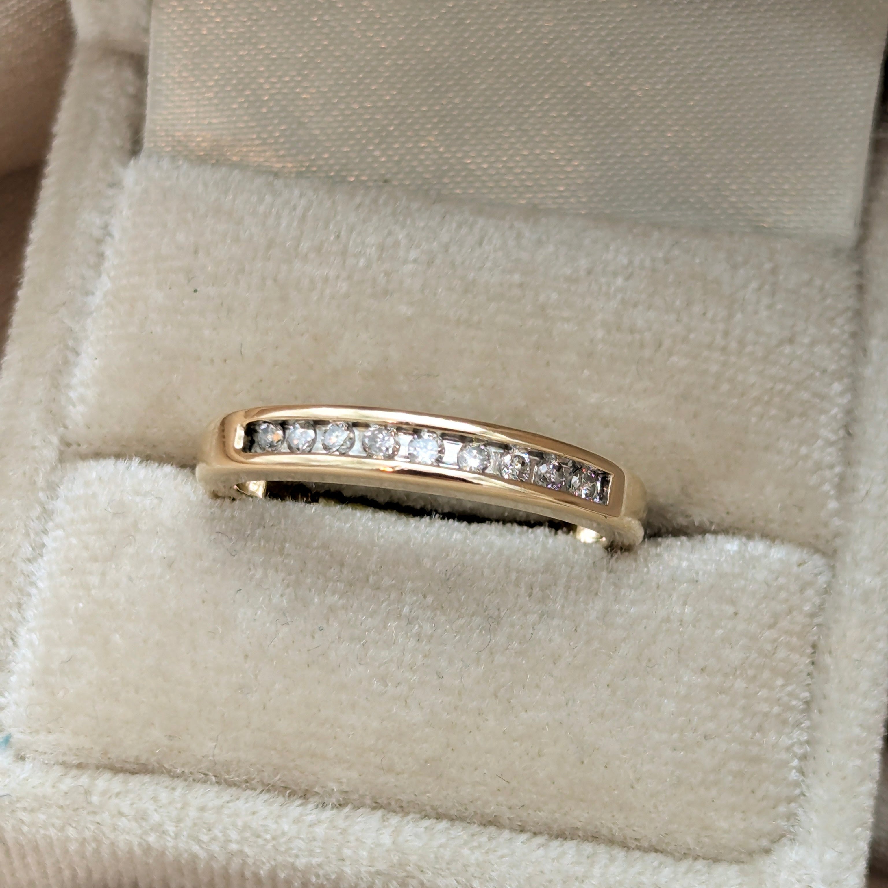 14k Gold and Platinum Channel Set Natural Diamond Band | sz. 7