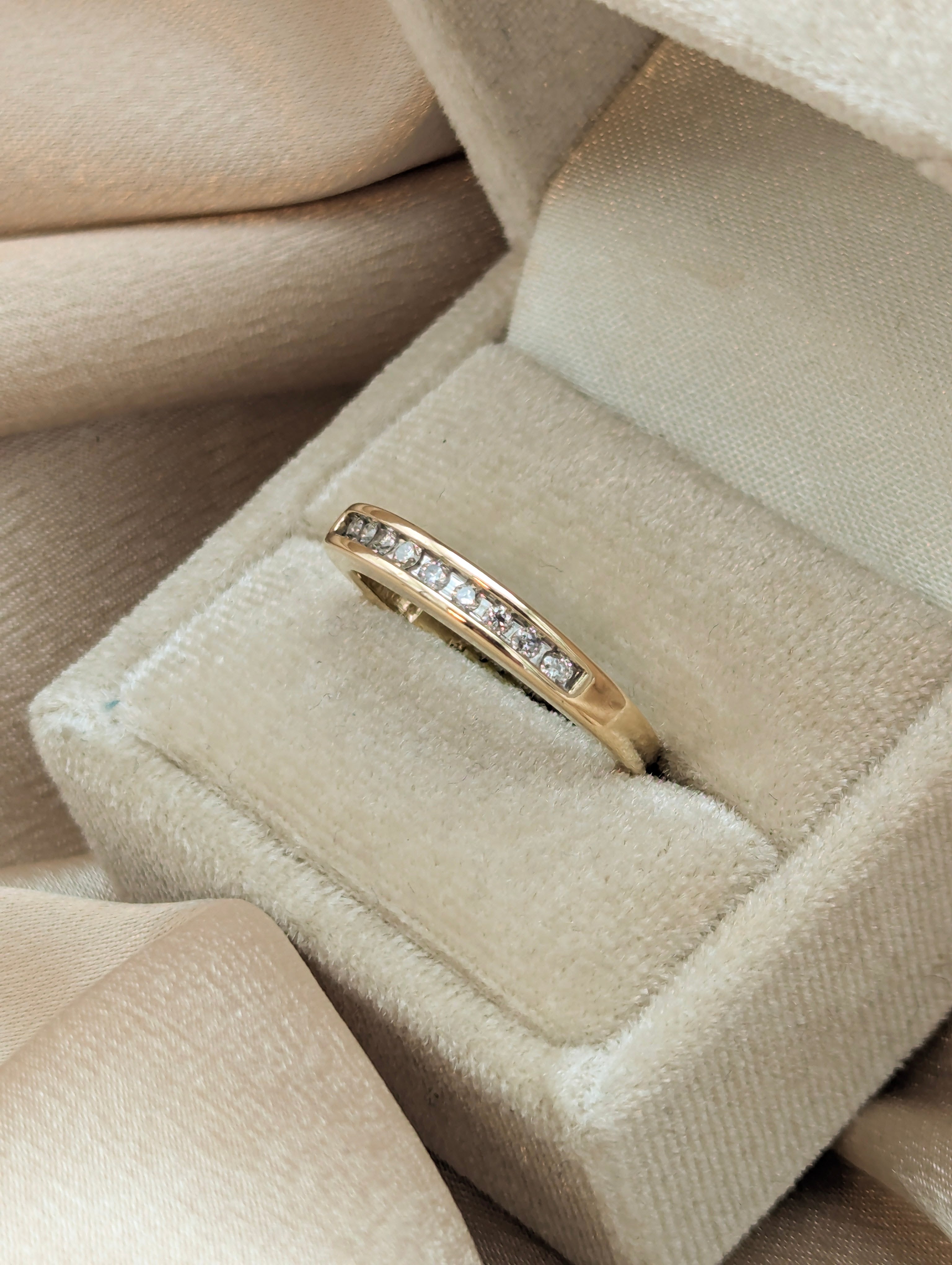 14k Gold and Platinum Channel Set Natural Diamond Band | sz. 7