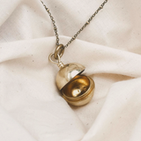 brass medicine ball necklace - pill case - container pendant - cival jewelry design company