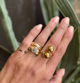 14k yellow gold stacking rings with diamonds by cival collective Milwaukee Jewelry design store and studio