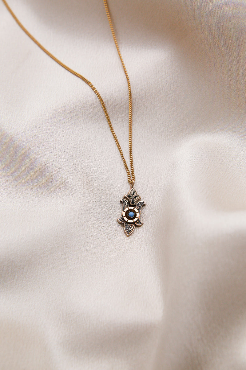 Victorian 10k Turquoise Enamel Pendant Necklace
