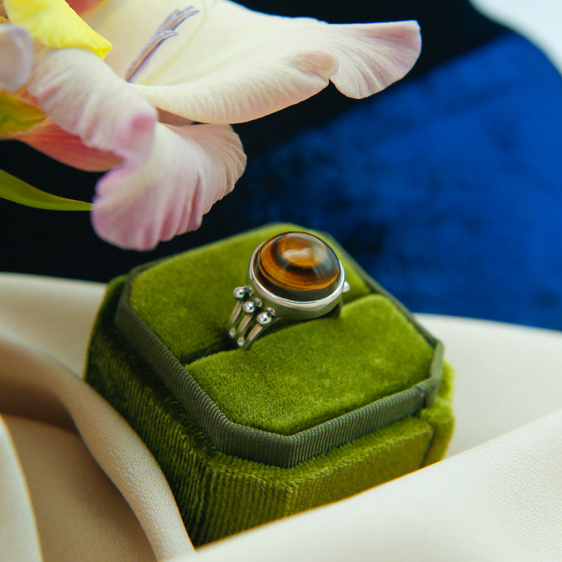 Spherical Tiger's Eye Ring | Size 7
