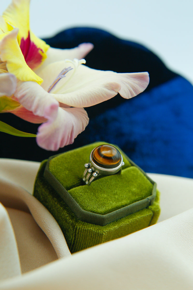 Spherical Tiger's Eye Ring | Size 7