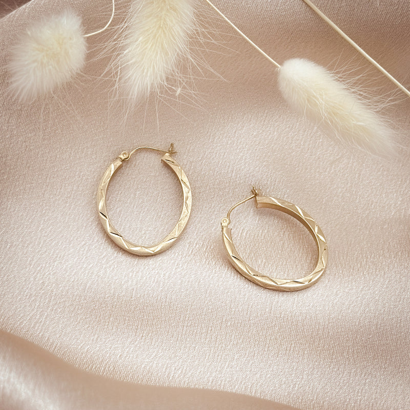 Vintage 10K Solid Gold Hoops with hand graving
