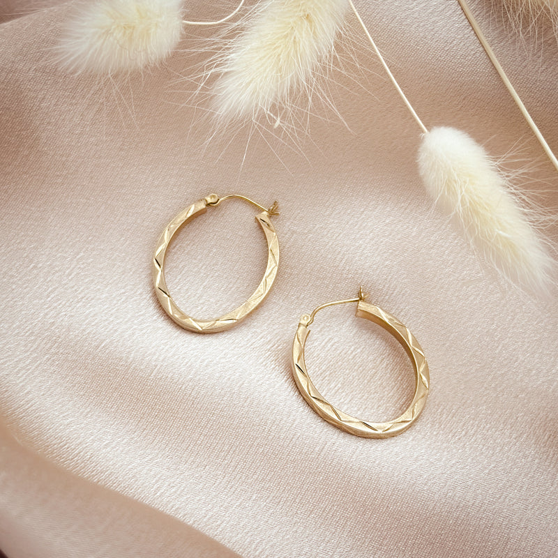 Vintage 10K Solid Gold Hoops with hand graving