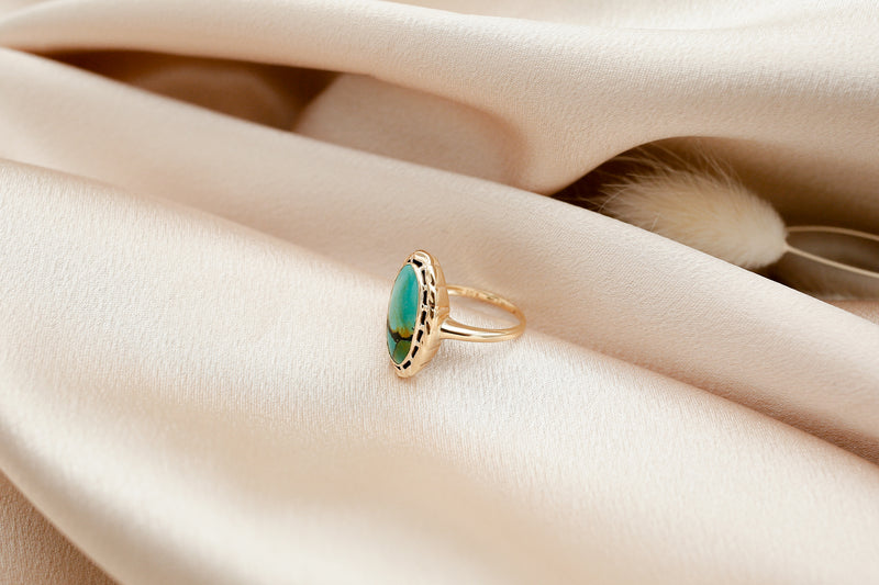 1960's 10K Gold Royston Turquoise Ring | sz 6