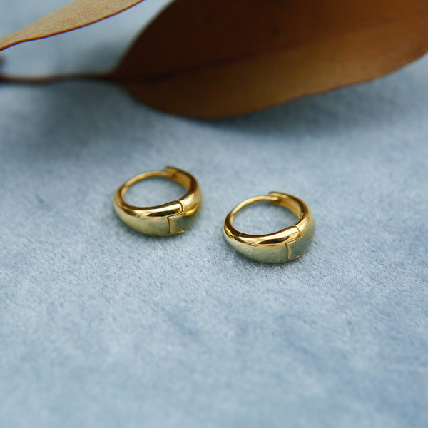 Gold over sterling silver hoops with gentle taper