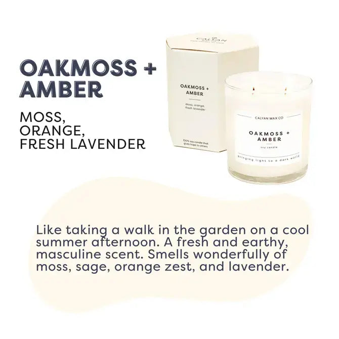 Oakmoss + Amber - Glass Tumbler Soy Candle