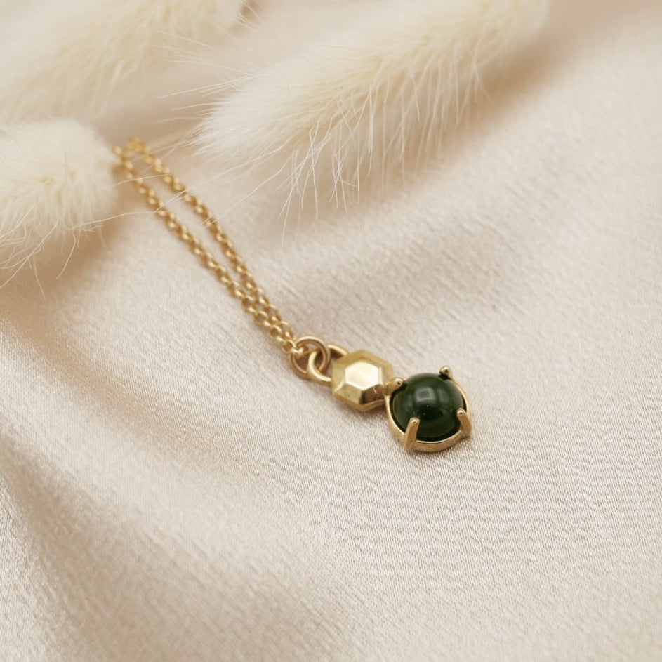 Green Jade necklace with brass components designed at Cival Collective, Milwaukee.