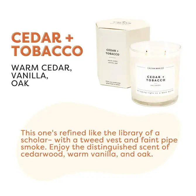 Cedar + Tobacco - Glass Tumbler Soy Candle