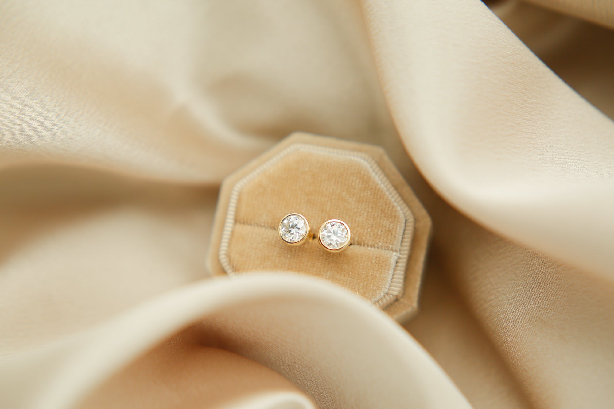 10k Bezel Set Moissanite Studs