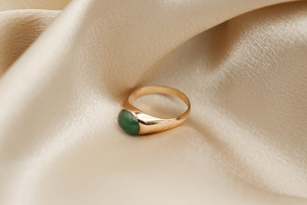 Emerald Signet Orb Ring | sz 6