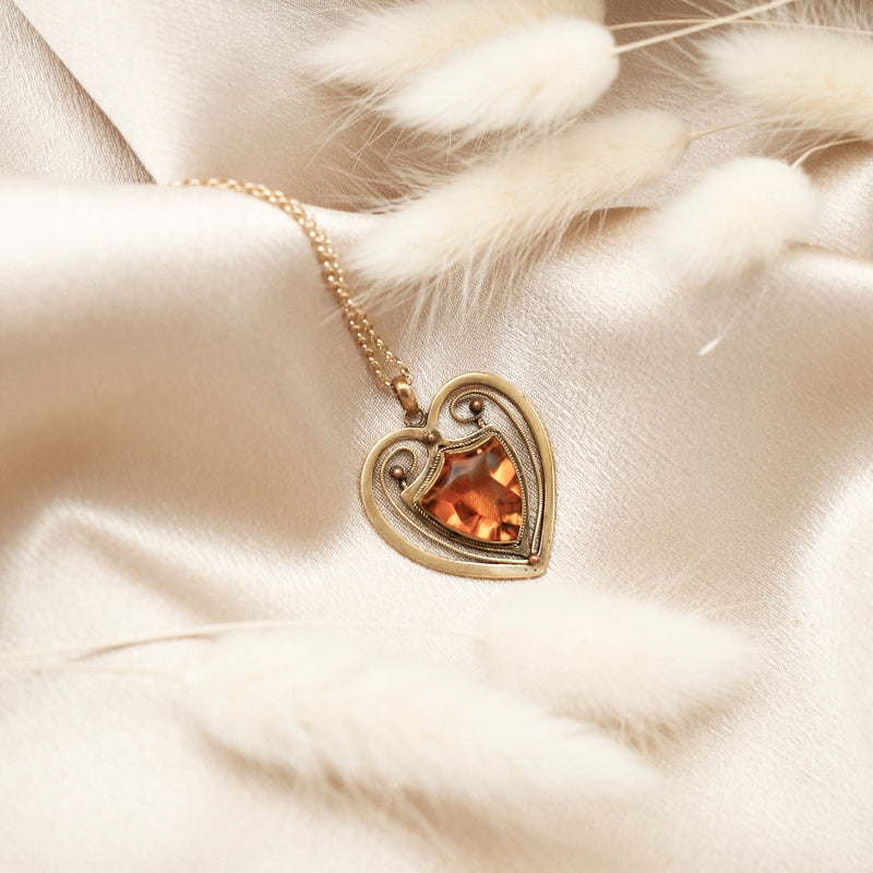 Vintage Heart Shield Necklace