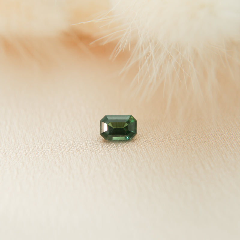 Deep Green Emerald Cut Sapphire for Custom Engagement Ring