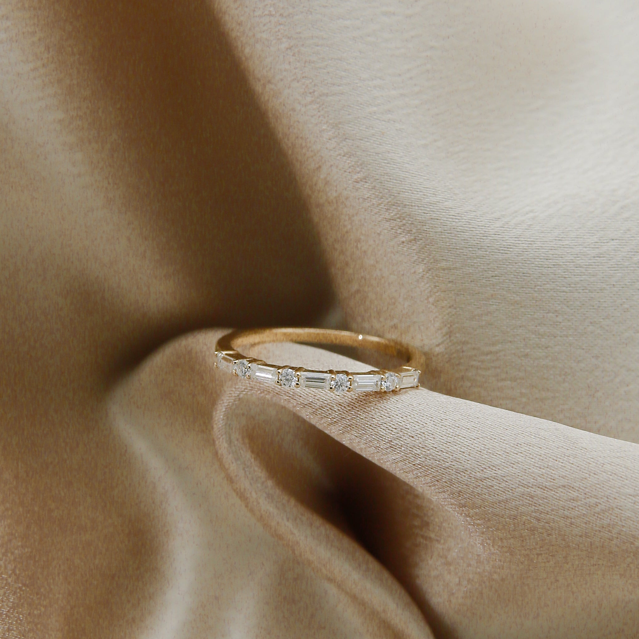 10k yellow gold moissanite wedding band